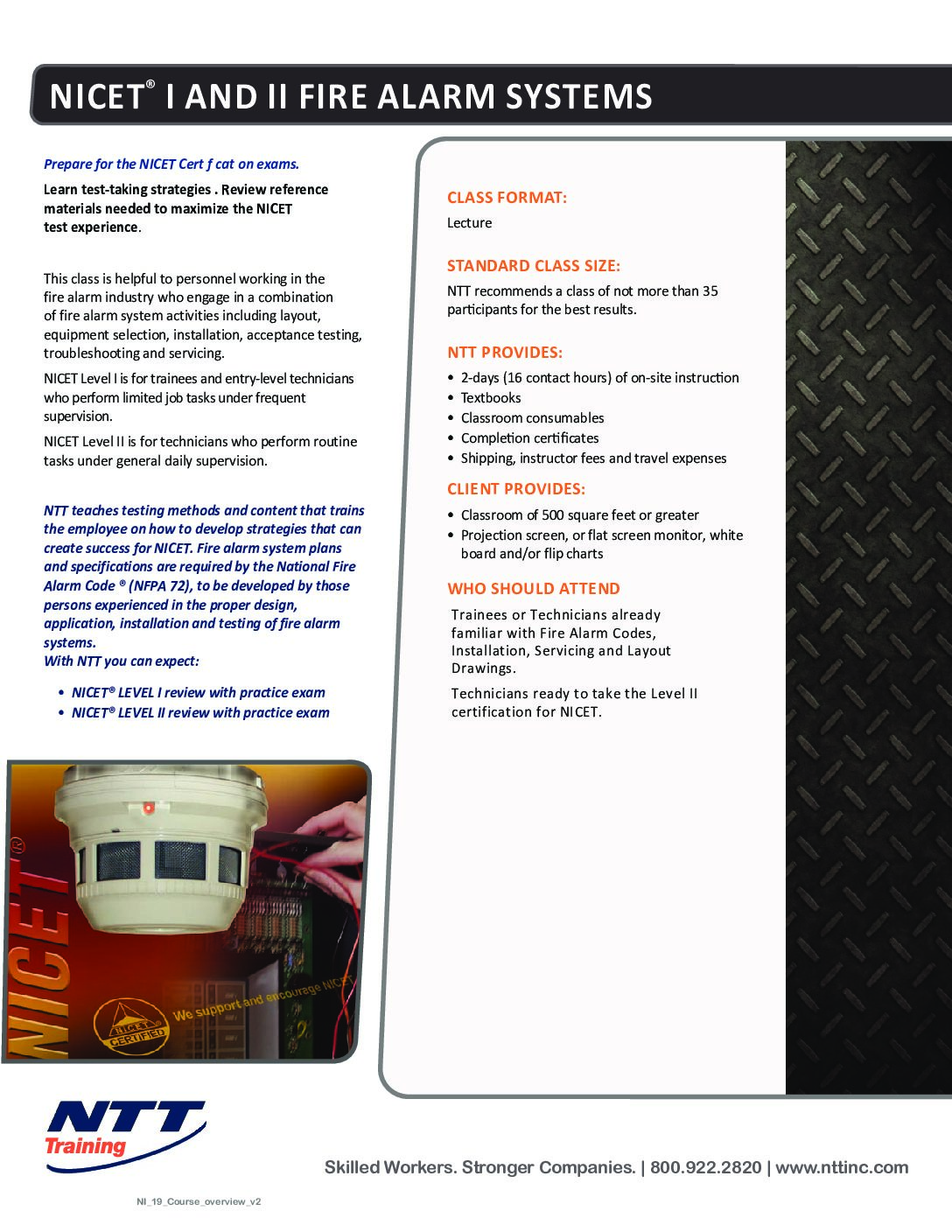 NICET NICET I & II Test prep_Course_Overview_v2 NTT Training